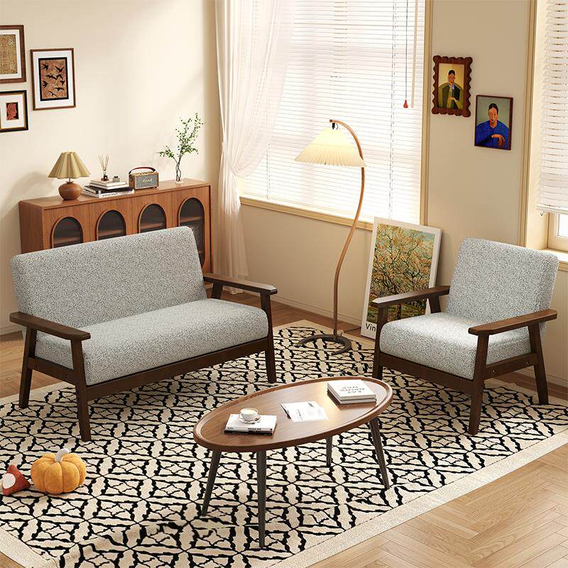 小户型客厅简易双人沙发经济型房间窄版两人位以休息区公寓小尺寸