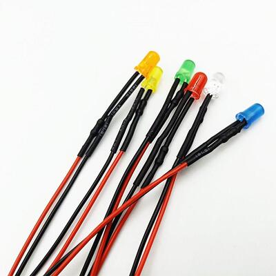 5MM超高亮发光二极管3V5V6V12V24V220V带线LED灯珠小型设备指示灯