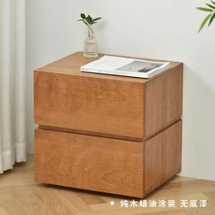 无寂 樱桃木中古简约小户型床边柜 枝木床头柜北欧实木床头柜日式