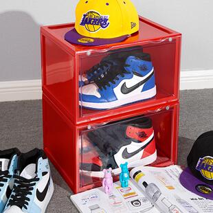 GOTO优选透明侧开鞋盒球鞋展示磁吸收纳盒子塑料鞋柜防氧化鞋盒