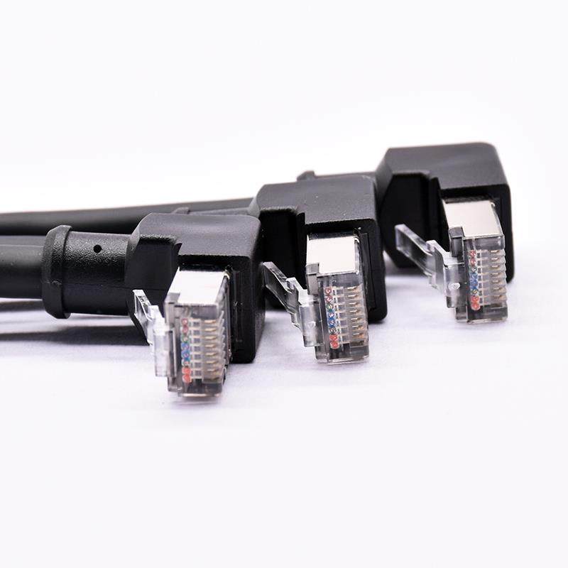 沃可德工业网线多角度双弯头CAT6类90度直角千兆网线RJ45弯头对接