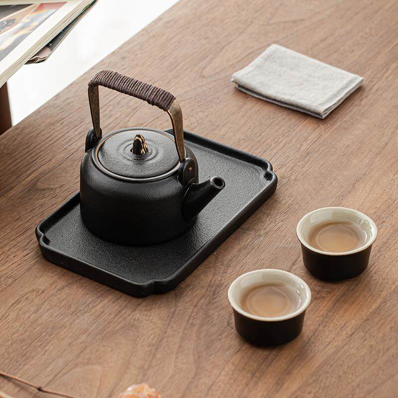 黑陶功夫茶具一壶二杯日式简约提梁壶干泡茶盘家用旅行禅意小套装