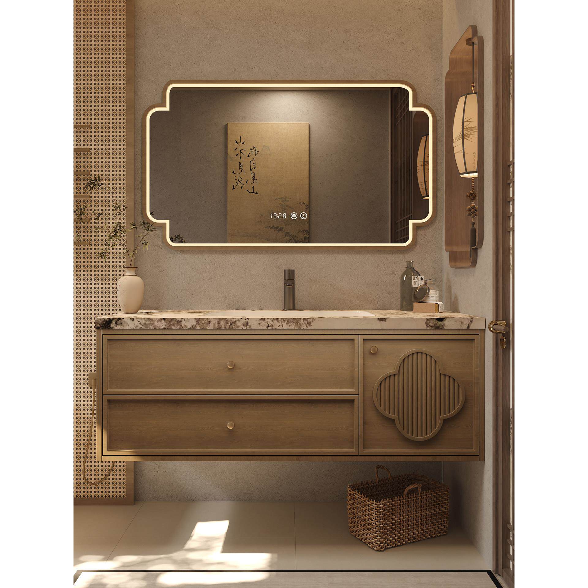 宋氏新美学中古风浴室柜橡木组合卫生间洗漱台洗手池脸盆卫浴定制