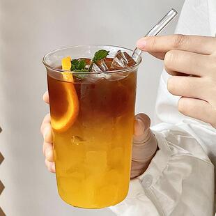 简约扩口大容量650ml水果柠檬茶美式奶茶杯子轻薄耐热高硼硅玻璃