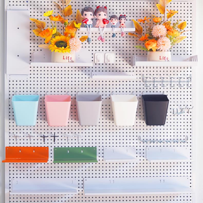 16mm孔距6mm圆孔洞洞板挂篮层板通用配件收纳筐超市货架挂网篮子