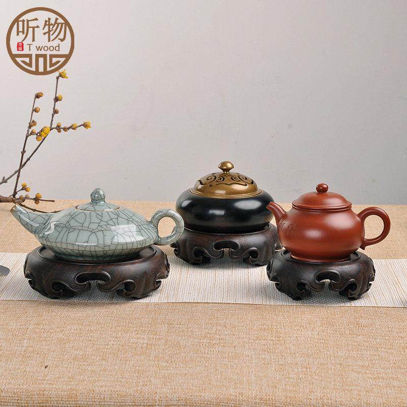 摆件底座实木托架茶壶花盆花瓶奇石头鱼缸香炉佛像红木质圆形底座,家居饰品,木雕,淘宝优惠券,粉丝福利购,淘宝优惠卷