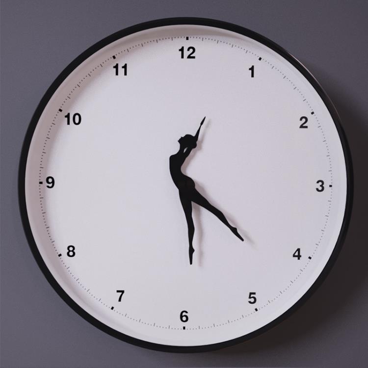 客厅创意舞蹈钟表摆件高级感现代简约跳舞挂墙钟ins免打孔卧室钟