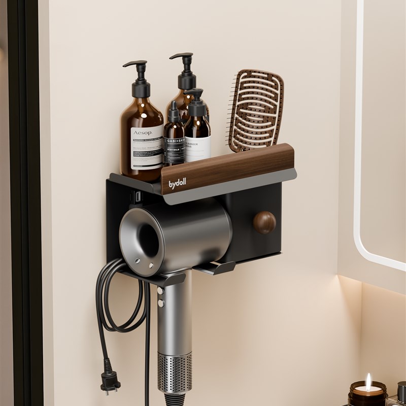 卫生间吹风机壁挂支架风筒免打孔吸盘梳子收N纳置物架电吹风挂架