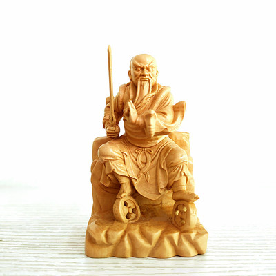 法主公木雕手工精雕法主真君黄杨木圣君爷家居摆饰都天圣君神像