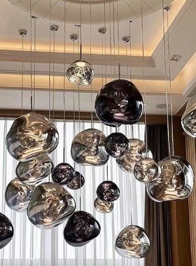 复式楼梯熔岩吊灯创意个性挑空大客厅loft吊灯餐厅别墅公寓工程灯