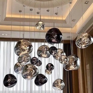 复式楼梯熔岩吊灯创意个性挑空大客厅loft吊灯餐厅别墅公寓工程灯