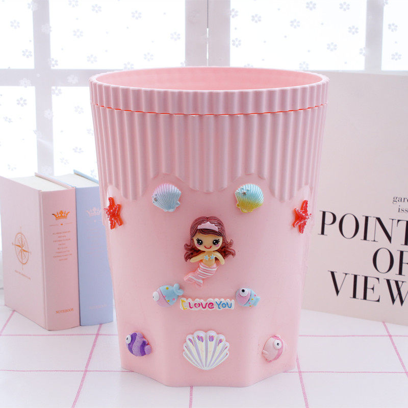 创意卡通垃圾桶可爱家用客厅卫生间圆形带压圈无盖少女心办公纸篓,家庭/个人清洁工具,垃圾桶,淘宝优惠券,粉丝福利购,淘宝优惠卷