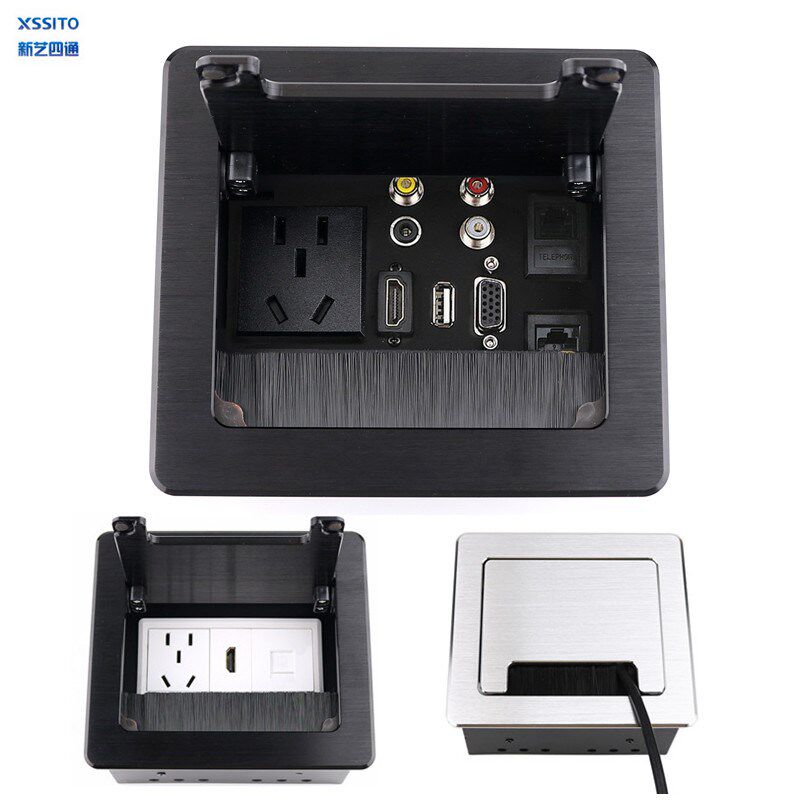 嵌入式多功能铝合金线盒五孔HDMI网络音视频USB电脑办公桌面插座,电子/电工,音频插座,淘宝优惠券,粉丝福利购,淘宝优惠卷