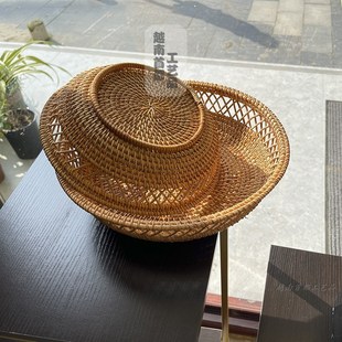 圆形镂空果盘客厅桌面收纳筐 越南藤编水果篮 零食干果分类收纳盘