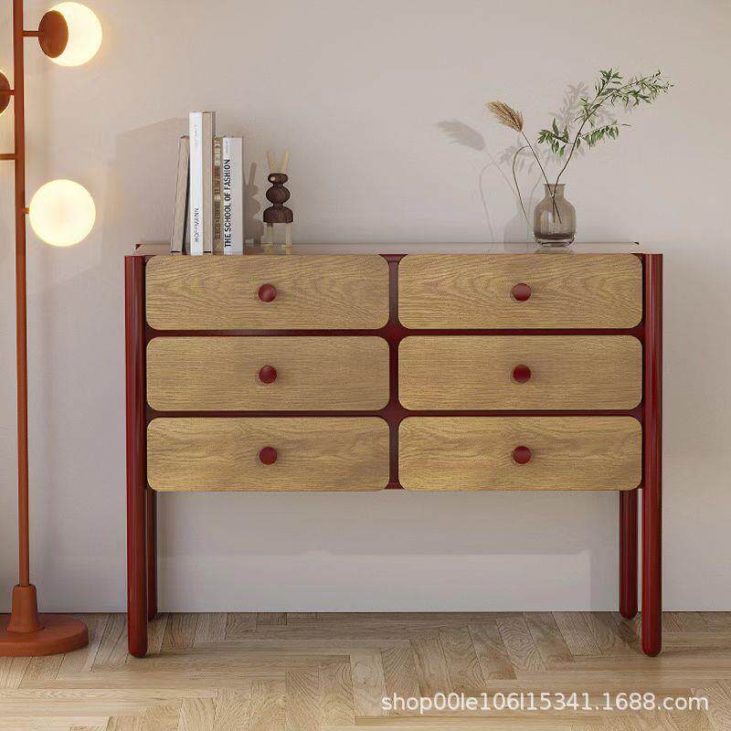 简约复古红色高脚餐厅客厅卧室储物柜酒店民宿设计师家具装饰斗柜
