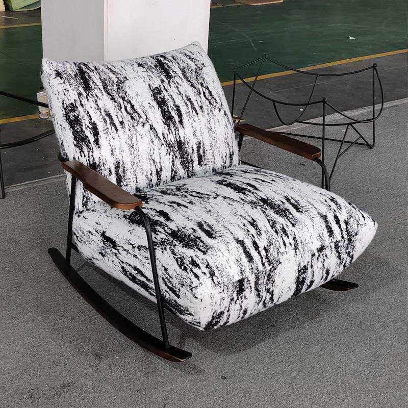 现代简约懒人沙发客厅阳台卧室书房碳素钢布艺雪橇椅设计师摇摇椅