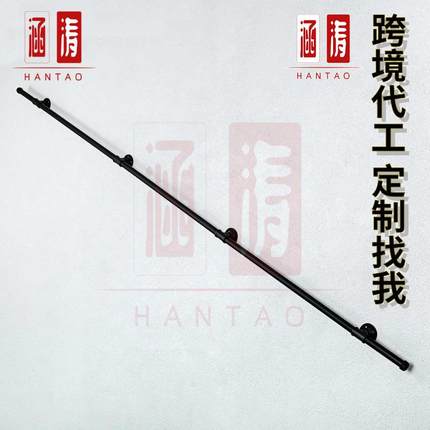 跨境厂家直销复古美式loft水管楼梯扶手铁艺工业风一寸家用式踏步