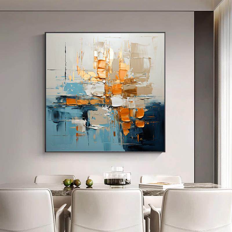 手绘肌理抽象油画后现代装饰画客厅轻奢风挂画高档样板房餐厅壁画