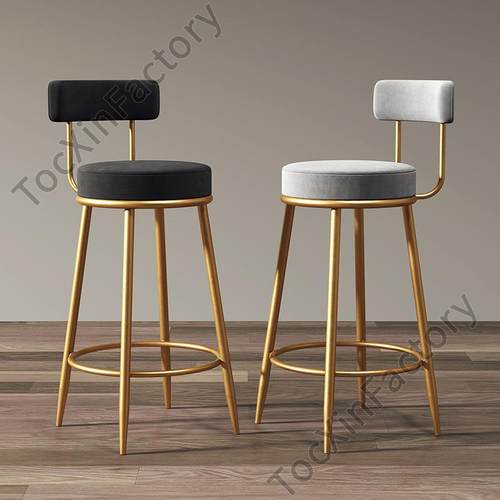 LCP2北欧吧台椅子简约轻奢家用金色吧凳高脚椅酒吧椅靠背前台