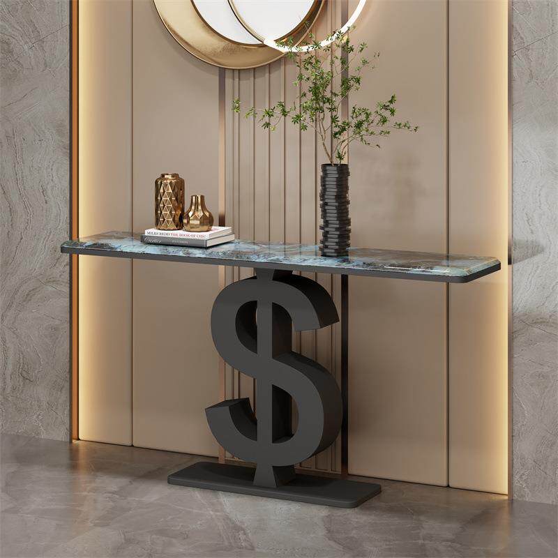轻奢玄关桌后现代简约微晶石岩板别墅靠墙端景台装饰柜入户玄关台