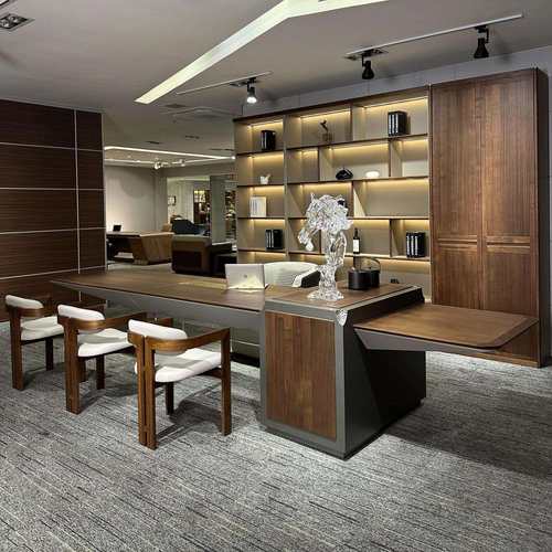 新中式实木茶桌椅组合别墅豪宅黑胡桃木茶几茶台亚克力悬浮泡茶桌