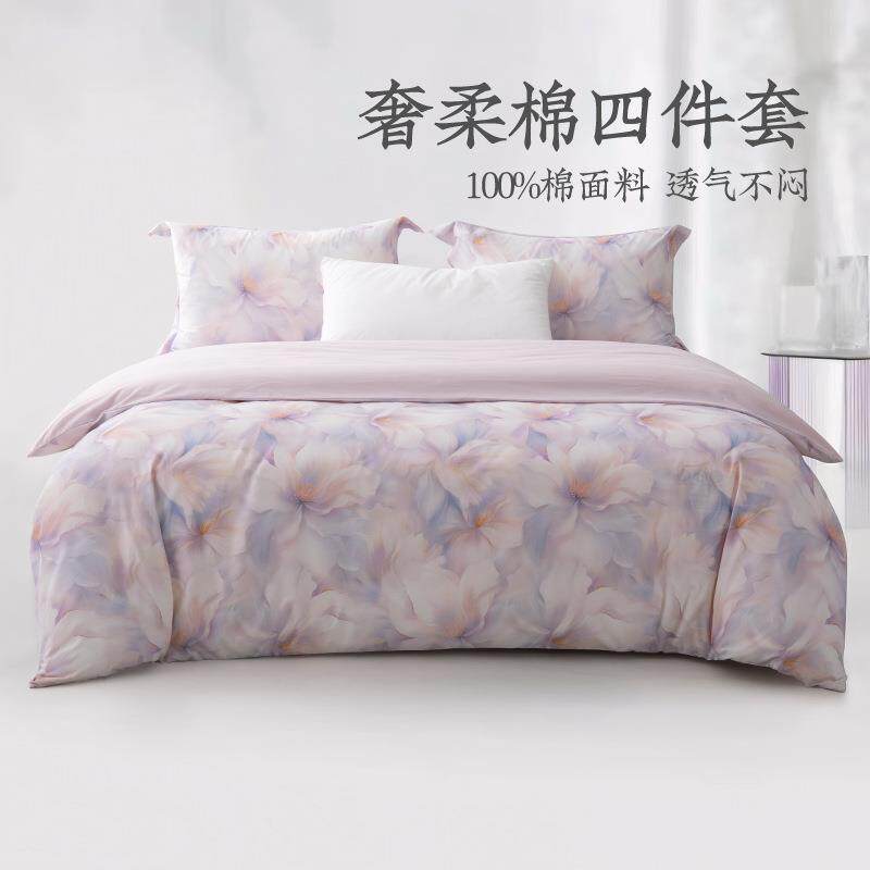 远梦家访奢柔棉四件套床单款套件四件套全棉磨毛床上四件套床品