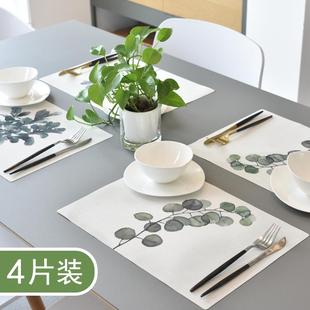 家用餐垫编织西餐垫北欧防烫桌垫学生午餐垫厨房隔热台面垫 4片装
