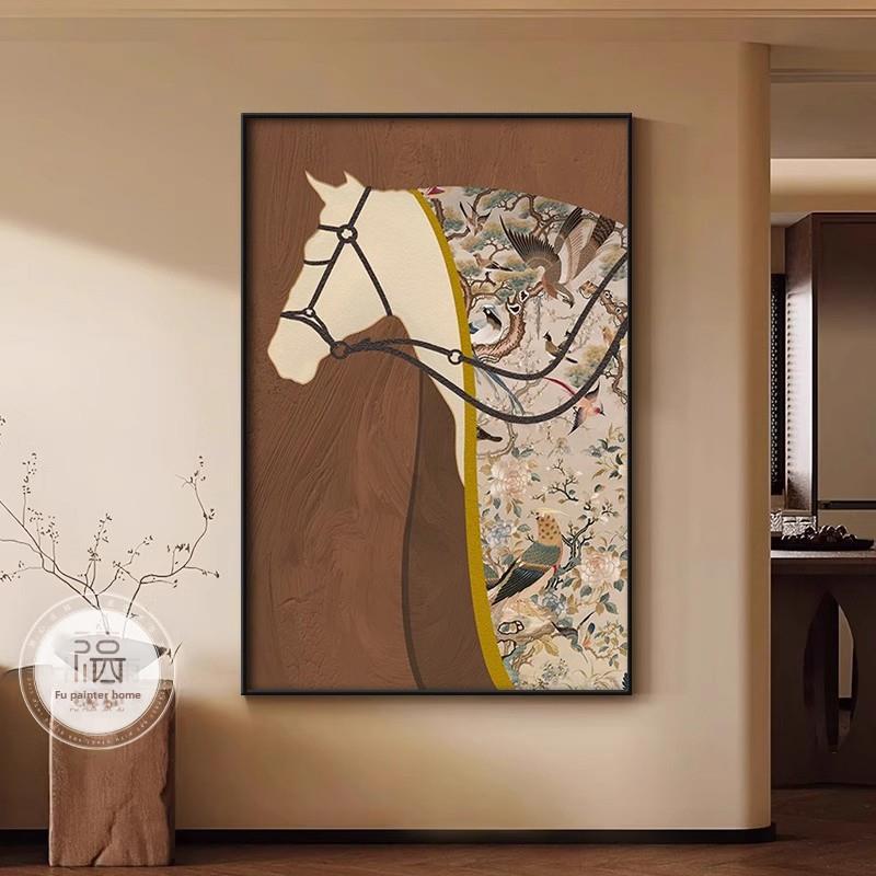 立时成功客厅装饰画，古色古香入口过道挂画，覆古高端沙发背景壁