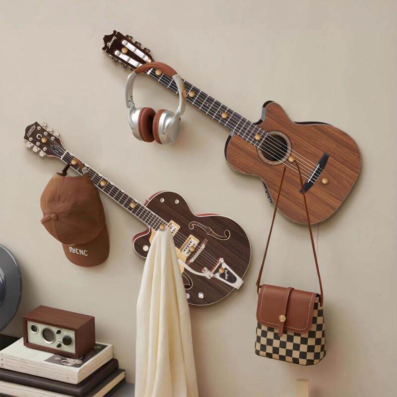 创意吉他造型入户门后挂衣架装饰画高级感衣帽架挂钩壁挂一体上墙