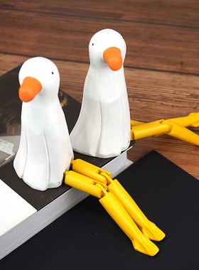 大长腿海鸥手工木雕小摆件可爱卡通木质雕刻公仔学生桌面装饰品