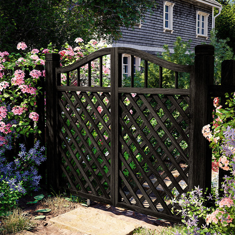 别墅花园小院防腐木门木栅栏门网格双开门庭院子菜园门简易围栏门