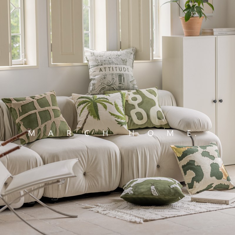 法式复古抱枕中古风绣花绒布靠垫田园风客厅餐厅靠枕套亲肤荷兰绒