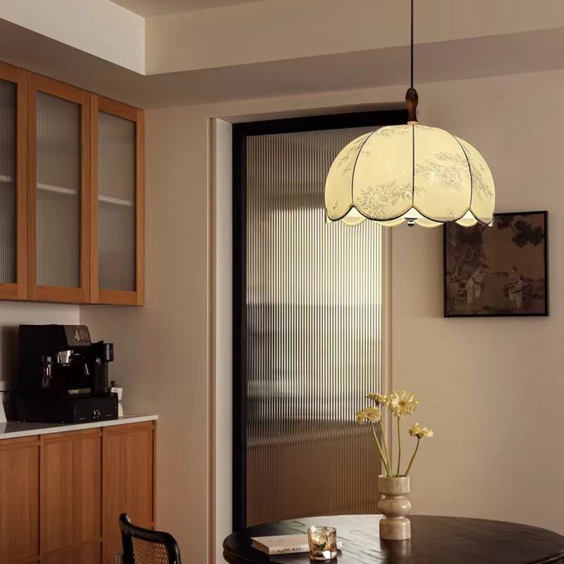 复古风法式卧室布艺吊灯花纹中古餐厅吧台南洋实木浪漫房间主灯具,家装灯饰光源,餐厅吊灯,淘宝优惠券,粉丝福利购,淘宝优惠卷