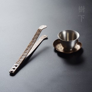 锤纹铜茶夹纯铜加厚纯手工铜制家用茶夹铜茶镊子杯夹茶道配件 日式