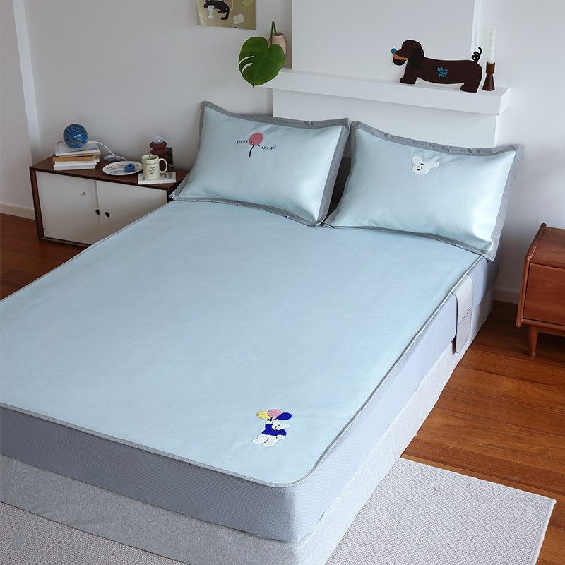 花时间生活可爱毛巾绣印花冰丝凉席夏季透气清爽可折叠空调软席子,床上用品,冰丝席,淘宝优惠券,粉丝福利购,淘宝优惠卷