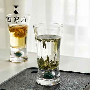 直筒家用耐热绿松石绿茶杯大容量啤酒杯冷饮杯透明水晶杯 伍家坊