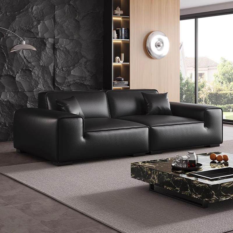 意式极简大黑牛生态真皮沙发直排客厅家用简约豆腐块沙发