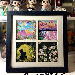 油画棒画框10X10cm四宫格九宫格相框摆台挂墙装饰画diy作品保存框