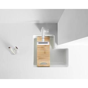 阳台切角陶瓷台下盆加深洗衣池拐角L异形洗手盆带搓衣板水槽水池