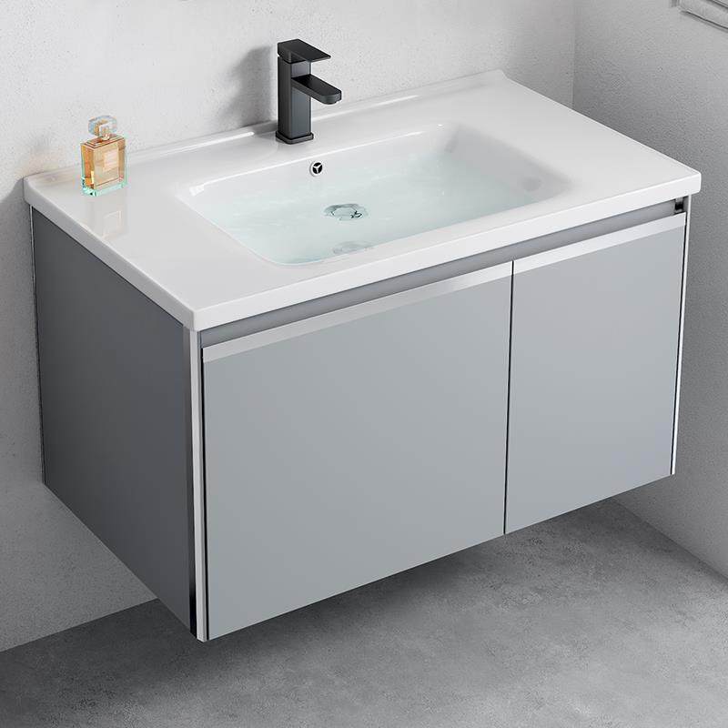 太空铝挂墙式洗手盆柜组合小户型卫生间阳台洗漱台一体陶瓷洗脸池