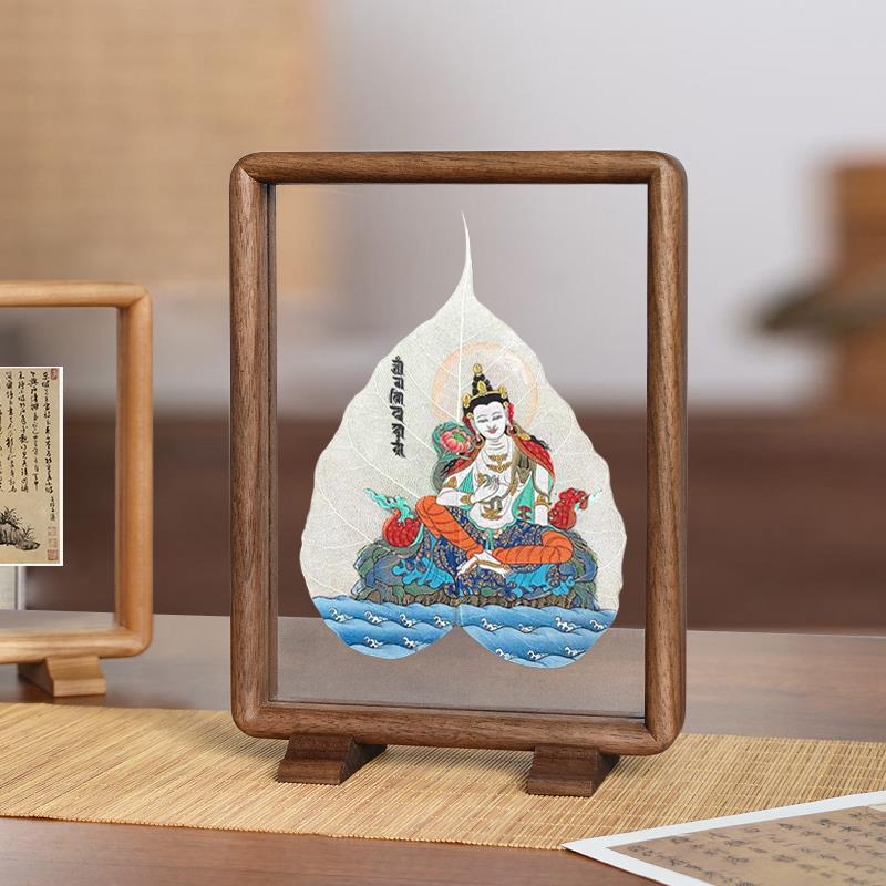 黑胡桃木双面透明压克力相框中式8寸10寸A4 A3剪纸标本菩提叶装裱