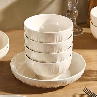 顺祥陶瓷碗碟套装家用简约现代吃饭的碗10个装釉下彩碗盘高档餐具