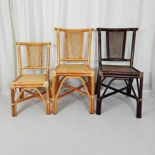 天然小藤椅子靠背椅天然藤编成人单人家用餐椅儿童椅休闲 阳台