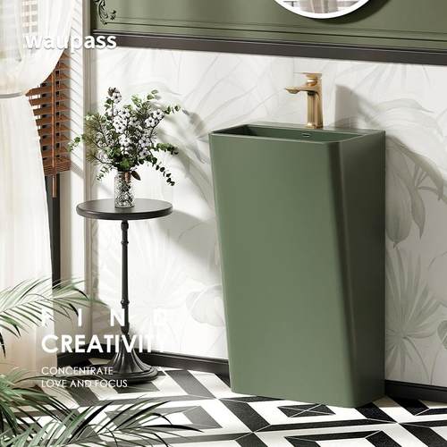 酒店落地式洗脸盆小户型卫生间立柱洗手盆户外阳台陶瓷一体立柱盆