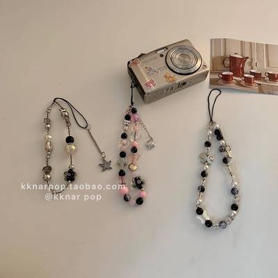 甜酷风~ins手机串珠挂链Y2K千禧高颜值韩系亚克力ccd相机挂绳挂饰