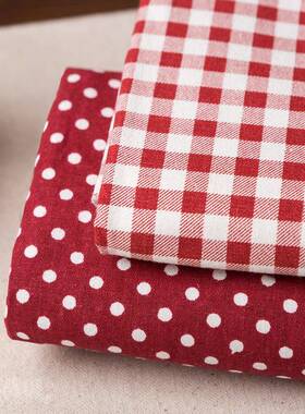 包邮红色格子棉麻桌布布艺茶几台布圆桌盖布长方形布艺野餐垫定制