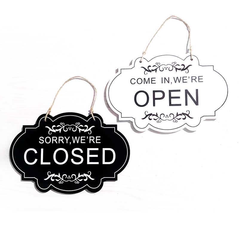 大号双面门牌木质挂牌创意OPEN/CLOSED酒吧店铺装饰木制营业牌