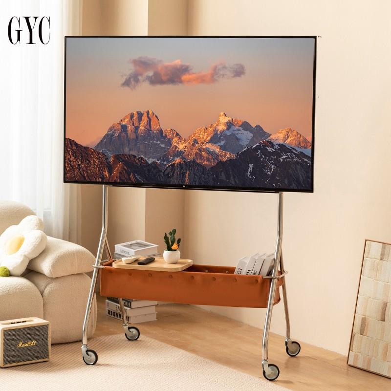 GYC复刻溜溜电视移动支架带轮复古落地式客厅电视机架柜40-80寸