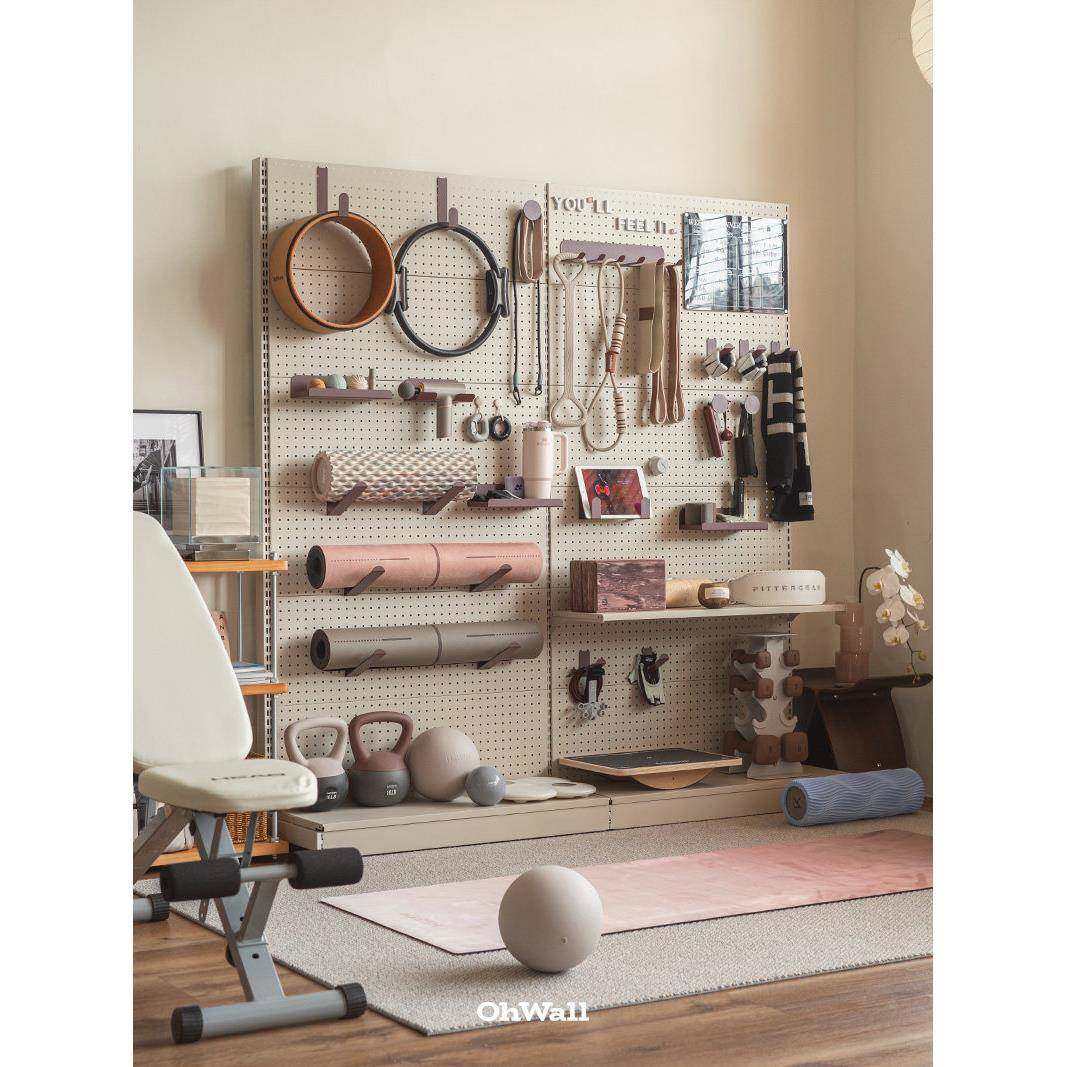 ohwall沙砾色洞洞板瑜伽健身家用运动器材户外置物架器械装备收纳