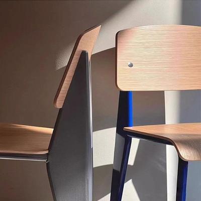 LiLi&home北欧中古设计师标准椅子Vitra复古实木奶油风靠背餐椅